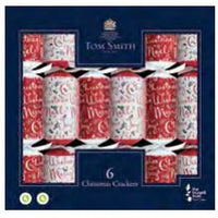 Tom Smith Christmas Crackers Joy, Merry Christmas, Noel Script: 8 x 14 Inch Crackers 750g