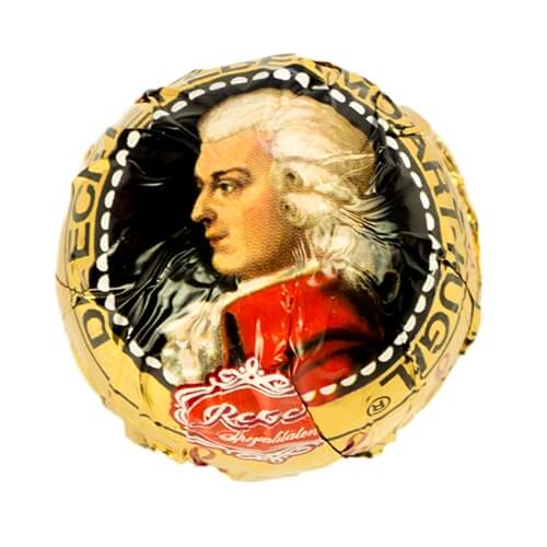 Reber Mozart Kugel  HEAT SENSITIVE ITEM. PLEASE ADD ITEM 122942 TO THE ORDER TO TRY TO PROTECT CHOCOLATES FROM HEAT DAMAGE. 20g
