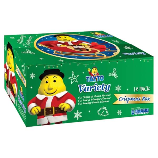Tayto Assorted Christmas Pack with Cheese and Onion, Smoky Bacon and Salt and Vinegar Crisps 450g