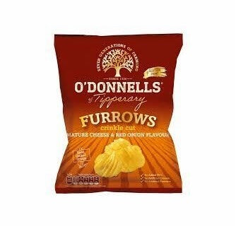 ODonnells Furrows Matured Cheese and Red Onion Crinkle Cut 44g