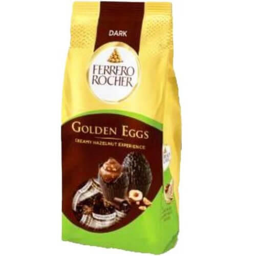 Ferrero Rocher Golden Eggs Dark  HEAT SENSITIVE ITEM. PLEASE ADD ITEM 122942 TO THE ORDER TO TRY TO PROTECT CHOCOLATES FROM HEAT DAMAGE. 90g