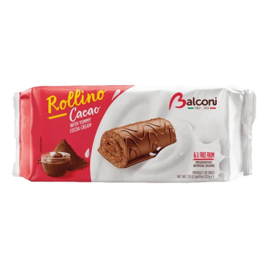Balconi Rollino Cocoa HEAT SENSITIVE ITEM. PLEASE ADD ITEM 122942 TO THE ORDER TO TRY TO PROTECT CHOCOLATES FROM HEAT DAMAGE 222g