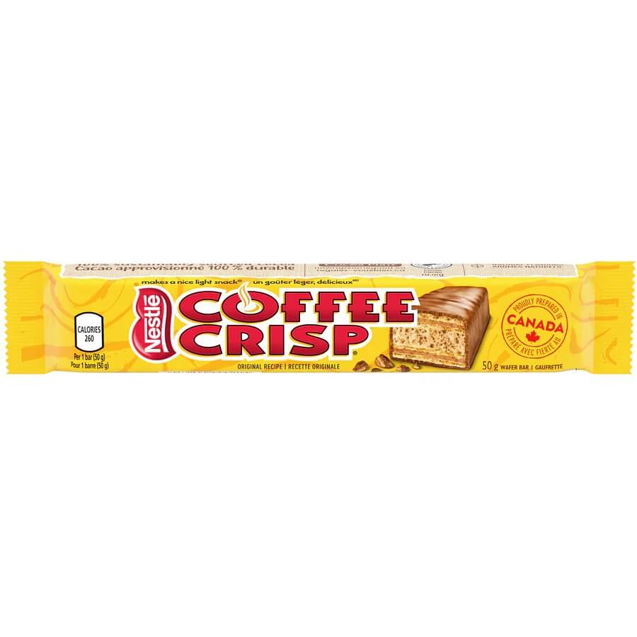 Nestle Coffee Crisp Bar  HEAT SENSITIVE ITEM. PLEASE ADD ITEM 122942 TO THE ORDER TO TRY TO PROTECT CHOCOLATES FROM HEAT DAMAGE. 50g