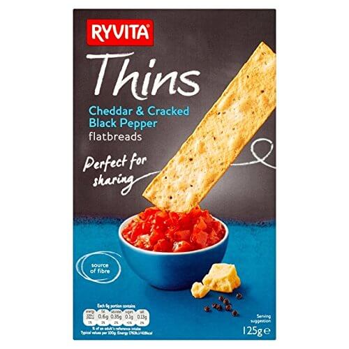 Ryvita Thins Cheddar and Black Pepper 125g