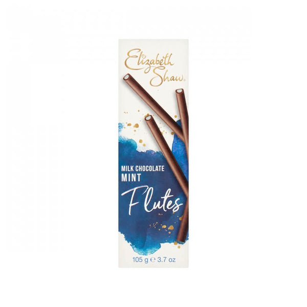 Elizabeth Shaw Milk Chocolate Mint Flutes (HEAT SENSITIVE ITEM - PLEASE ADD A THERMAL BOX TO YOUR ORDER TO PROTECT YOUR ITEMS 105g