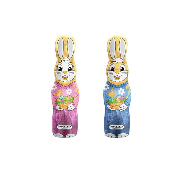 Riegelein Laughing Bunny  HEAT SENSITIVE ITEM. PLEASE ADD ITEM 122942 TO THE ORDER TO TRY TO PROTECT CHOCOLATES FROM HEAT DAMAGE. 60g