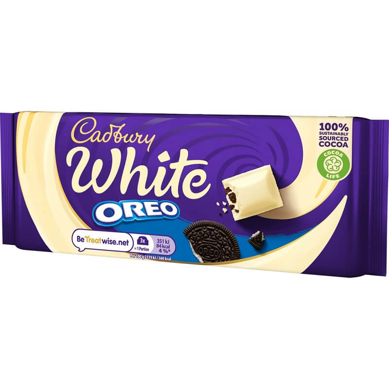 Cadbury Oreo White  HEAT SENSITIVE ITEM. PLEASE ADD ITEM 122942 TO THE ORDER TO TRY TO PROTECT CHOCOLATES FROM HEAT DAMAGE. 120g