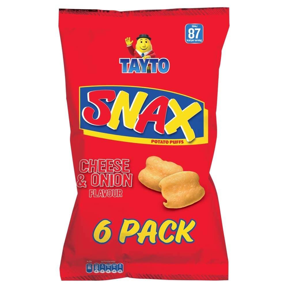 Tayto Snax Cheese and Onion 6pk 102g