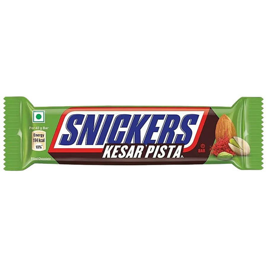Mars Snickers Pistachio Bar Snickers Kesar Pista Single bar  HEAT SENSITIVE ITEM. PLEASE ADD ITEM 122942 TO THE ORDER TO TRY TO PROTECT CHOCOLATES FROM HEAT DAMAGE. 42g