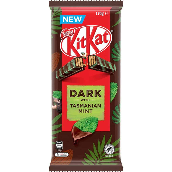Nestle Kit Kat Tasmanian Mint Slab  HEAT SENSITIVE ITEM. PLEASE ADD ITEM 122942 TO THE ORDER TO TRY TO PROTECT CHOCOLATES FROM HEAT DAMAGE. 160g