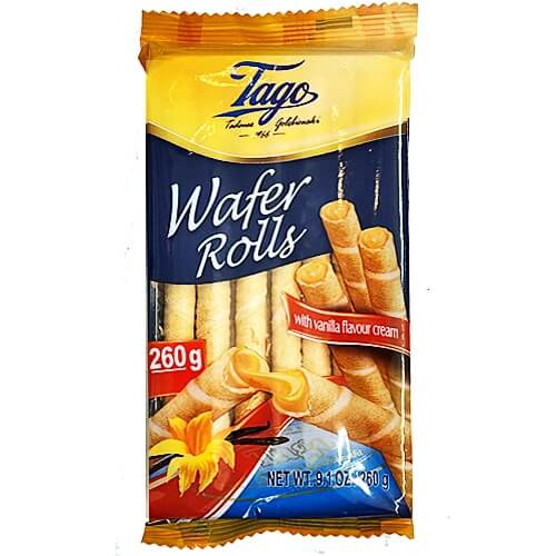 Tago Roll Wafers Vanilla Flavour Cream  HEAT SENSITIVE ITEM. PLEASE ADD ITEM 122942 TO THE ORDER TO TRY TO PROTECT CHOCOLATES FROM HEAT DAMAGE 260g