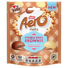 Nestle Aero Melts Brownie Pouch HEAT SENSITIVE ITEM. PLEASE ADD ITEM 122942 TO THE ORDER TO TRY TO PROTECT CHOCOLATES FROM HEAT DAMAGE 86g