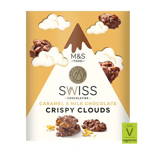 Marks and Spencer Swiss Chocolatier Caramel And Milk Chocolate Crispy Clouds 140g