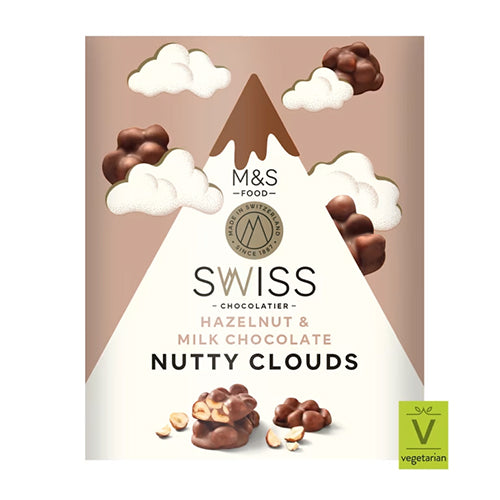 Marks and Spencer Swiss Chocolatier Hazelnut And Milk Chocolate Nutty Clouds 140g