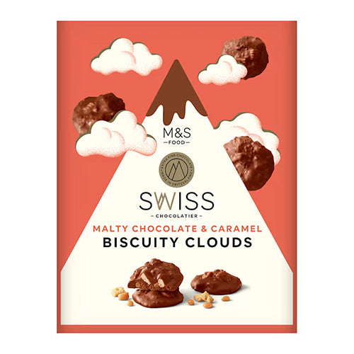 Marks and Spencer Swiss Chocolatier Malty Chocolate And Caramel Biscuity Clouds  140g