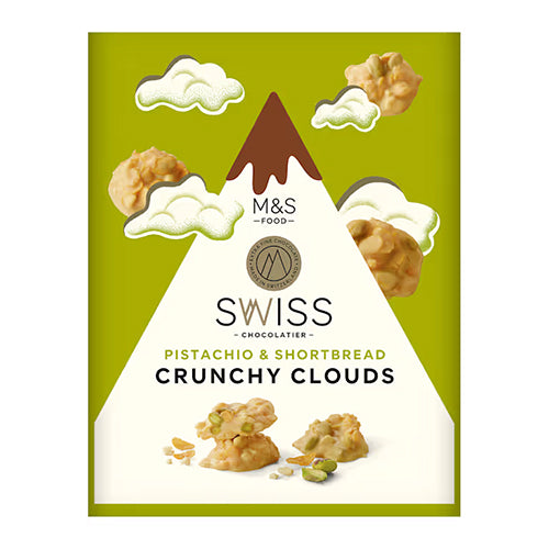 Marks and Spencer Swiss Chocolatier Pistachio And Shortbread Crunchy Clouds 140g
