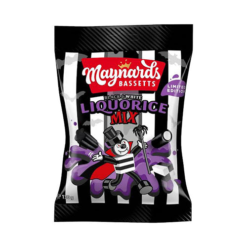 BEST BY APRIL 2026 Maynards Black and White Liquorice Mix 130g