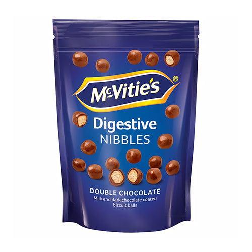 McVities Digestives Nibbles Double Chocolate HEAT SENSITIVE ITEM. PLEASE ADD ITEM 122942 TO THE ORDER TO TRY TO PROTECT CHOCOLATES FROM HEAT DAMAGE. 80g