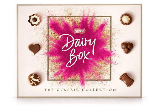 Nestle Dairy Box Milk Chocolates Varieties Gift Box  HEAT SENSITIVE ITEM. PLEASE ADD ITEM 122942 TO THE ORDER TO TRY TO PROTECT CHOCOLATES FROM HEAT DAMAGE. 322g