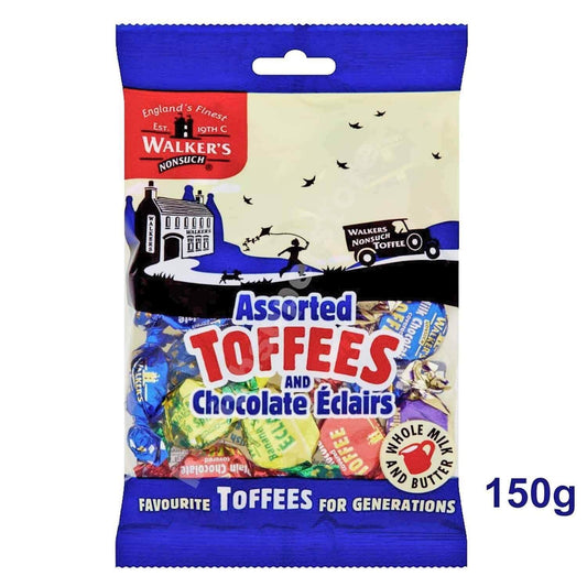 Walkers Nonsuch Toffee Assorted Toffees with Chocolate Eclairs Bag 150g