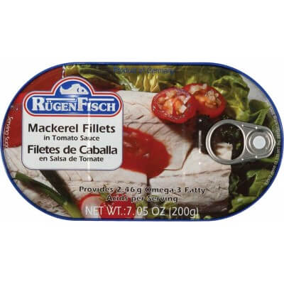 Ruegenfisch Mackerel Filets in Tomato Sauce 200g