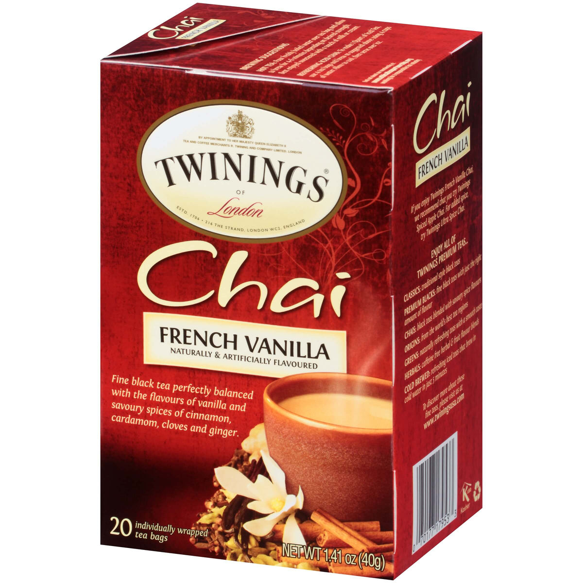 Twinings of London Chai Tea French Vanilla (20 Tea Bags) 40g