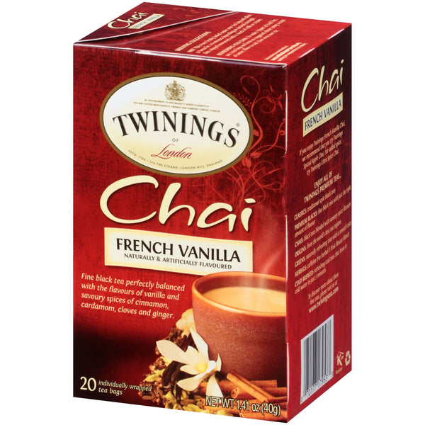 Twinings of London Chai Tea French Vanilla (Pack of 20 Tea Bags) 40g