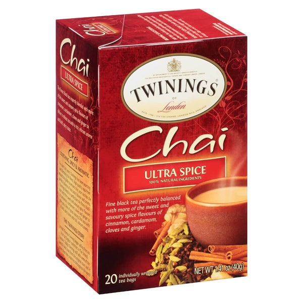 Twinings of London Chai Tea Ultra Spice (Pack of 20 Tea Bags) 40g