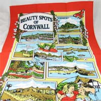 British Brands Tea Towel Red with Cornwall Beauty Spots 100% Cotton 70g