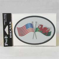British Brands Decal USA and Welsh Flags Oval Shape Reflective and Waterproof 10g