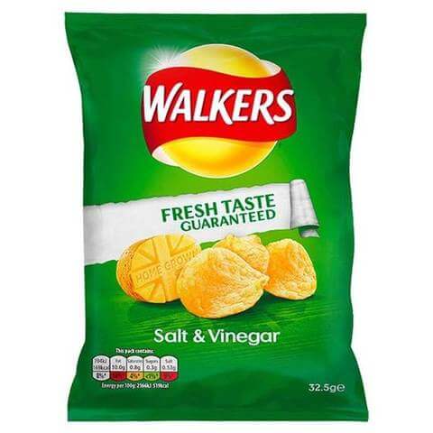 Walkers Crisps Salt and Vinegar Flavour 32.5g