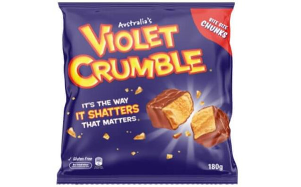Nestle Violet Crumble Chunks, Australias Crisp Golden Honeycomb Covered in Milk Chocolate (HEAT SENSITIVE ITEM - PLEASE ADD A THERMAL BOX TO YOUR ORDER TO PROTECT YOUR ITEMS 170g