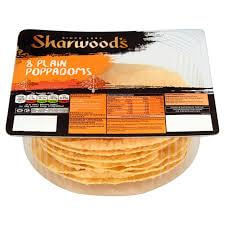Sharwoods Puppodoms Plain Ready to Eat (Pack of 8 Pappadums) 72g
