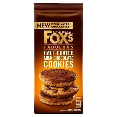 Foxs Fabulous Half Coated Milk Chocolate Cookies  175g