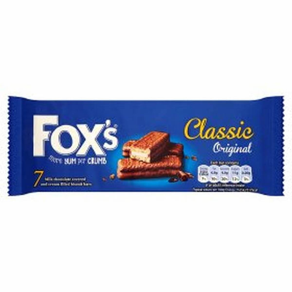 Foxs Classic Milk Chocolate Covered and Cream Filled Biscuit Bar (Pack of 7) 175g
