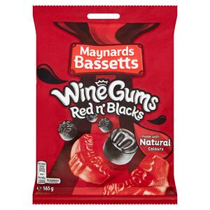 Maynards Bassetts Red and Black Wine Gums Bag 165g